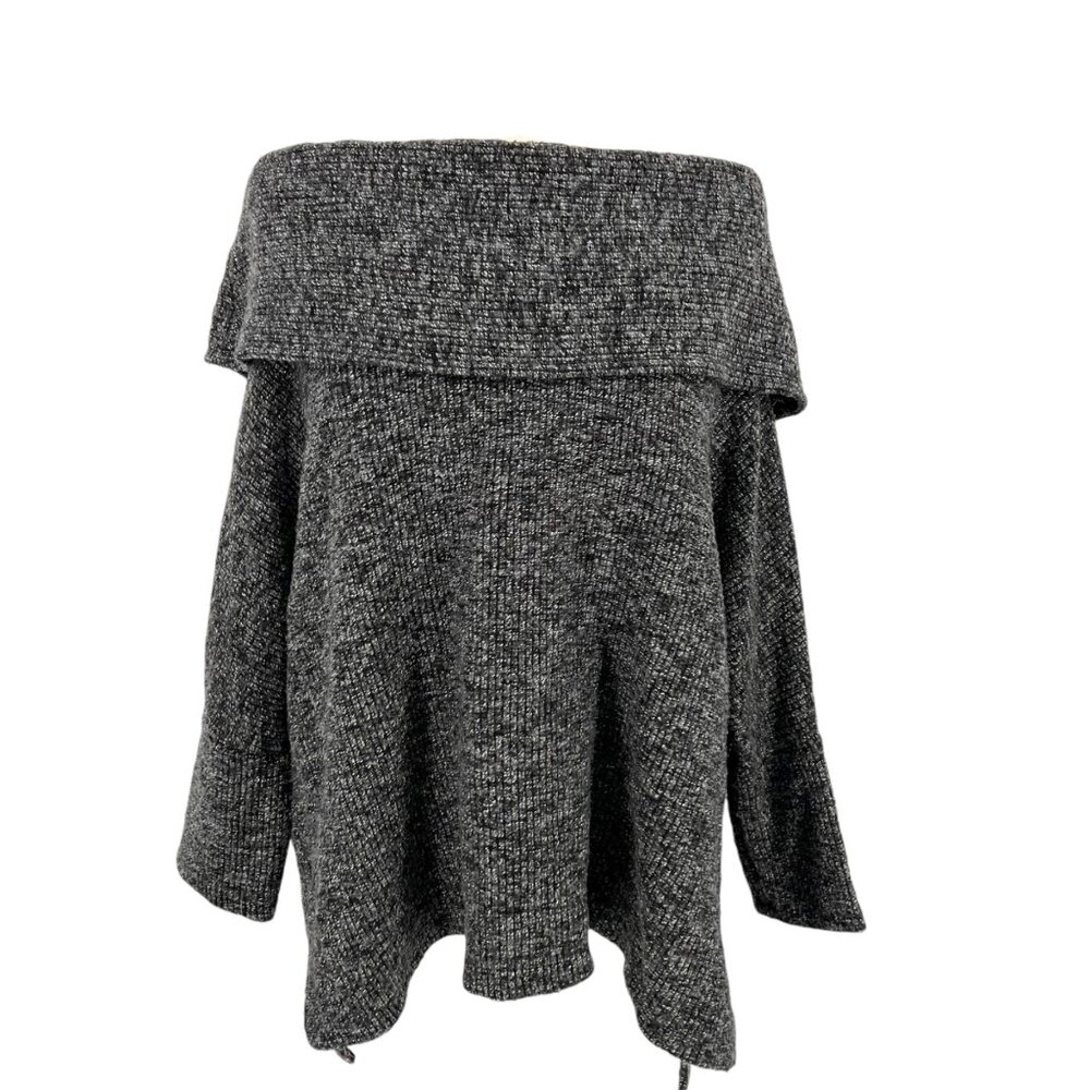 Bobi Los Angeles Off-Shoulder Knit Top Charcoal Gray Size Medium